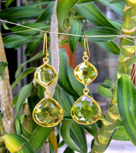 Boucles d'oreilles en argent sterling 925 avec pierre précieuse topaze citron vermeil - Product Image 1