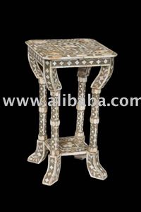 Taburete de consola otomana con incrustaciones de hueso de madera moderno hecho a mano para muebles para el hogar, sala de estar, comedor, cocina y baño - Product Image 2