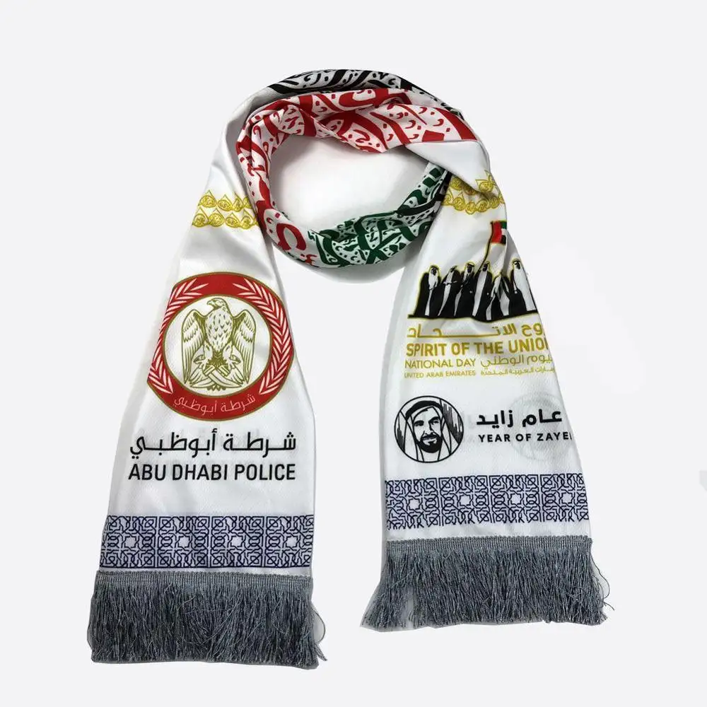 100% polyester good standard customized printed custom soccer scarves scarf