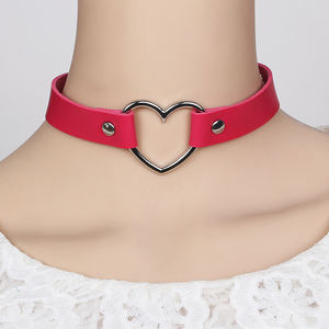 2019 nuovo Cuoio DELL'UNITÀ di elaborazione <span class=keywords><strong>Grande</strong></span> <span class=keywords><strong>Cuore</strong></span> Pulsante Punk Tattoo velluto Della <span class=keywords><strong>Collana</strong></span> del choker - Product Image 5