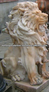 รูปปั้นสิงโตหินหินอ่อนสีขาวสุดหรูสไตล์การออกแบบที่ทันสมัยสำหรับตกแต่งสวนกลางแจ้งพร้อมรูปปั้นสิงโตประตูหน้า - Product Image 6