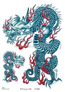 Tattoo designs for male chinese blue dragon totem lc 849 latest cool men's temporary body tattoo stickers