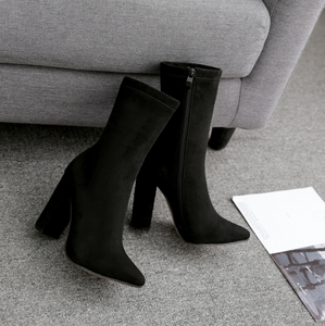 C11127a inverno popolari delle signore <span class=keywords><strong>stivali</strong></span> tacco alto delle donne di blocco <span class=keywords><strong>nero</strong></span> tacchi - Product Image 2