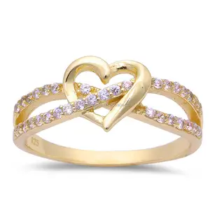Hot selling cheap infinity love heart gold plated bridal jewellery cubic zirconia women rings jewelry stainless steel
