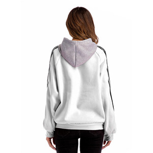 Amazon Venta otoño <span class=keywords><strong>rayas</strong></span> empalmado Oversiezd <span class=keywords><strong>Jersey</strong></span> manga larga Mujer suave sudaderas con capucha y sudaderas con capucha - Product Image 4
