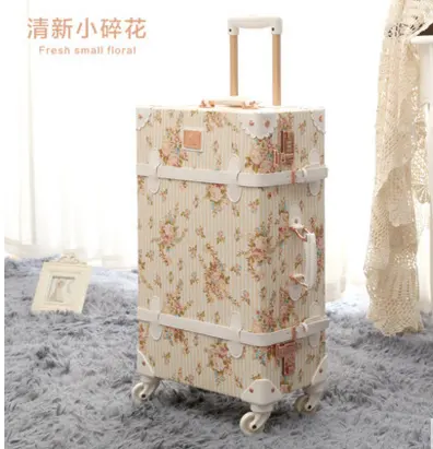 New Design women and girls Customized vintage PU Travel Suitcase Luggage