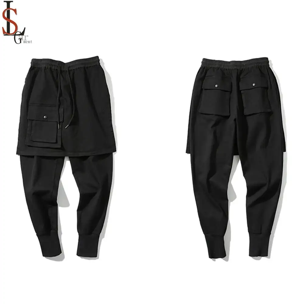 Pantalón harén <span class=keywords><strong>de</strong></span> estilo Harajuku para hombre, pantalón informal con múltiples bolsillos, estilo Retro, color negro, 2019
