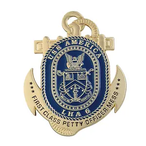 Medalhas de âncora de ouro feitas sob encomenda náutica fora com fita de corda