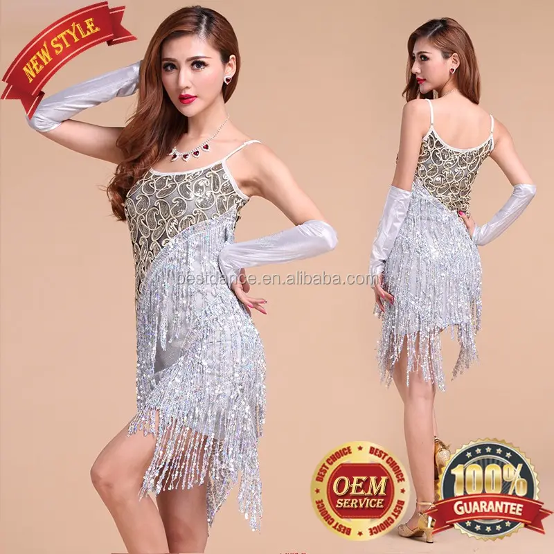 BestDance เต้นรำละตินชุดเต้นรำละตินราคาถูกพู่เลื่อม Fringe Flapper Dress