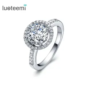 LUOTEEMI Wholesale JINSE Hearts & Arrows Ideal cut Cubic Zirconia Diamond Women Fashion Engagement Sona Ring