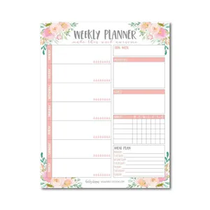 Personalizzato Rosa Floreale Datato Famiglia Pad Calendario Week-End Organizer Settimanale Planner Per Fare La Lista Blocchetto Per Appunti