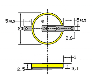 Cellule de pièces de monnaie au lithium 3V, avec onglet à souder pour PCB comme puissance de secours de mémoire, <span class=keywords><strong>CR2025</strong></span> - Product Image 6