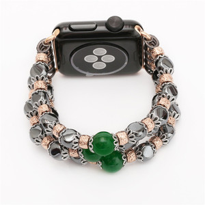 Estiramiento elástico reemplazo pulsera para iwatch reloj, natural piedra Ágata pulsera para <span class=keywords><strong>Apple</strong></span> Watch correas mujeres - Product Image 2