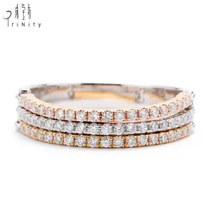 Perhiasan Shinning Pernikahan 18K Emas Putih 18K Rose Gold 18K Kuning Emas Cincin Berlian untuk Pasangan