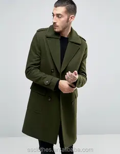 Di nuovo modo solido lungo Misto Lana Cappotto con Borg tacchino pelliccia cappotto degli uomini di inverno