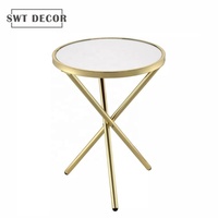 Table basse ronde petite en fer doré avec revêtement en poudre, style moderne, pour salon, usage domestique, collection SWT 2025 Dubaï