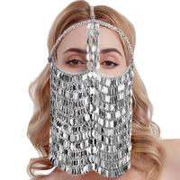 Chaîne de visage sexy et chic, chaîne de tête à pampilles brillantes, strass, masque facial, voile, coiffe