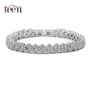 Teemi Classic Roma 3Row AAA Cubic Zirconia Jewelry Mujeres nupcial pulsera de moda - Product Image 1