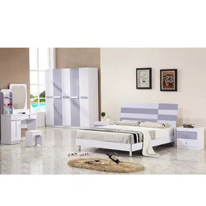 Casa apartamento queen conjunto de quarto de madeira, com 5 portas guarda-roupa conjunto de móveis hotel 1.5 metros cama conjunto móveis