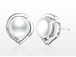 <span class=keywords><strong>Orecchini</strong></span> in <span class=keywords><strong>Argento</strong></span> Sterling 925 con Perle d'Acqua Dolce e Montatura a Cuore per Donne - Product Image 3