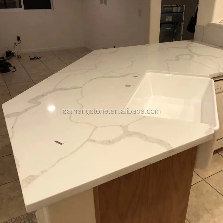 Natural white marble kitchen countertop