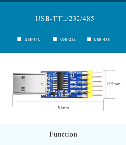 Konverter USB-UART 6-In-1 WitMotion, USB Multifungsi-TTL/RS485/232, TTL-RS232/485,232-485) Adaptor Serial, Chip CH340/ CP2102 - Product Image 2
