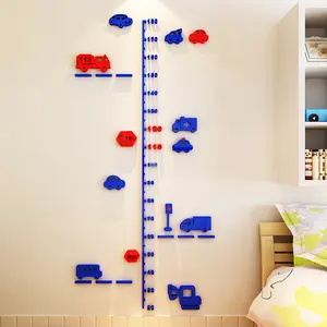 cartoon car children's height growth chart wall sticker DIY decorative kids room 3D wall sticker