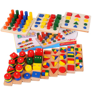 Hình Học Cảm Giác Bằng Gỗ Công Nhận Màu Sắc Hình Dạng Sorter Bộ Giáo Dục Montessori Chất Liệu Toán Juguetes Montessori - Product Image 2