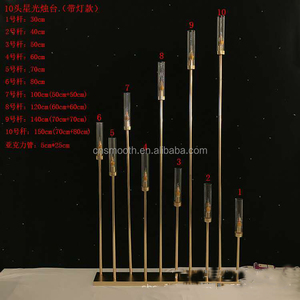 Centre de table de mariage, <span class=keywords><strong>bougeoir</strong></span> doré <span class=keywords><strong>avec</strong></span> lumière LED, décoration de scène, chemin de table - Product Image 6