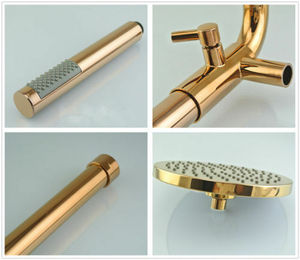 Di lusso 8 "Brass Doccia a Pioggia Testa In Oro Rosa Esposto Sistema Doccia Miscelatore Rubinetti Set - Product Image 5