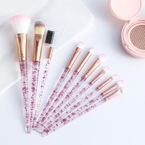 2024 bonne qualité ABS 10 pièces poignée transparente Bling maquillage pinceau ensemble femmes Mascara poudre beauté pinceaux correcteur pour le visage - Product Image 2