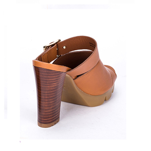 Cammello tomaia in vera pelle fibbia quadrata in metallo tacchi alti 6cm per scarpe da donna sandali da donna alla moda - Product Image 4