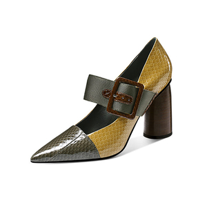 Escarpins en cuir de serpent à talons hauts et bouts pointus, pour femmes, chaussure fantaisie à bout pointu, multicolore - Product Image 2