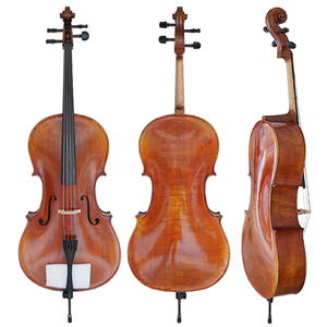 Cello professionnel Sinomusik avec étiquette personnalisée, son de qualité, instrument à cordes, peint à la main à l'huile, érable flammé rouge brun, table en épicéa sculptée - Product Image 2