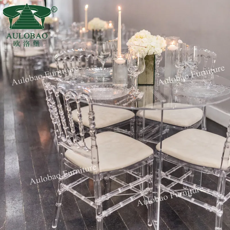 Hotel möbel klarer Kunststoff Acryl Hochzeit Chiavari Stuhl mit Kissen