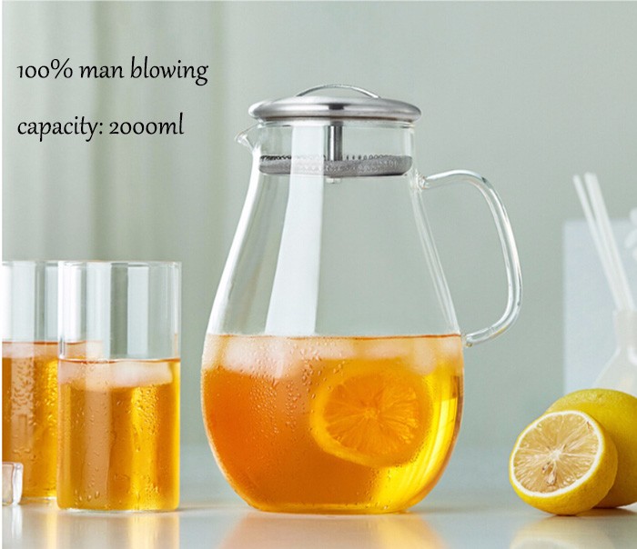 Heat Resistant Borosilicate Decorative Glass Water Filter Pitcher Glass Water Jug