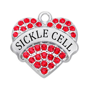 Personalized Custom Made Letters Sickle Cell Pave Hearts Crystal Charms & Pendants Jewelry Accessories Wholesale