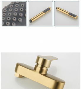 Hand brause set aus Edelstahl mit verstellbarer Schiebe stange aus gebürstetem Gold