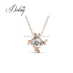 Pingente de cristal prateado 925/bronze premium, joia com cristais de diamante, pingente para mulheres, destiny