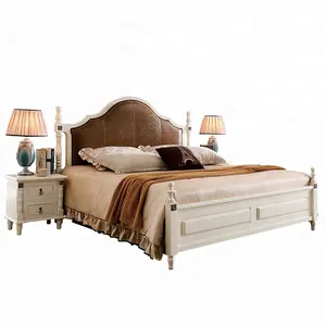 Мебель для спальни в современном стиле, королевский комплект из коричневого кожаного изголовья кровати