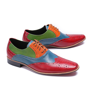 NA122 <span class=keywords><strong>Scarpe</strong></span> Eleganti da Uomo Colorate Moda 2022, Brogue <span class=keywords><strong>in</strong></span> Vera <span class=keywords><strong>Pelle</strong></span>, Oxford per Affari, Cerimonie e Matrimoni - Product Image 5