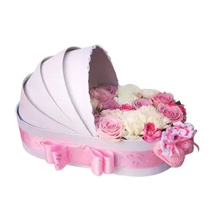 Sáng Tạo Baby Cradle Hình Dạng Hộp Hoa Florist Hộp Quà Tặng Các Tông