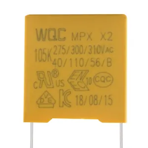 Mkp mpx सुरक्षा 1uF 310v फिल्म एसी संधारित्र पिच आकार 15mm x2 संधारित्र 275v 105k 250v प्लास्टिक capacitors सीई RoHS VDE CQC KE