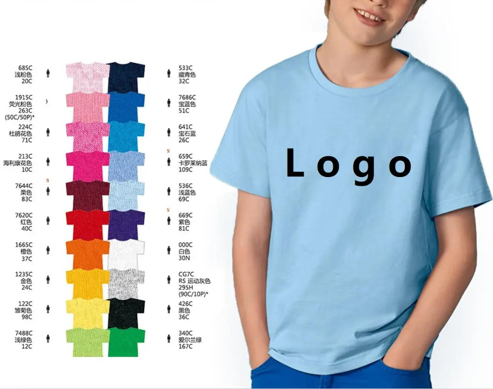 OEM unisex girl boy bulk kids round neck cotton plain print wholesale children t shirt kids t-shirts