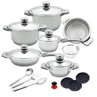 20Pcs New fashion german style double handle stainless steel prestige non-stick cookware set