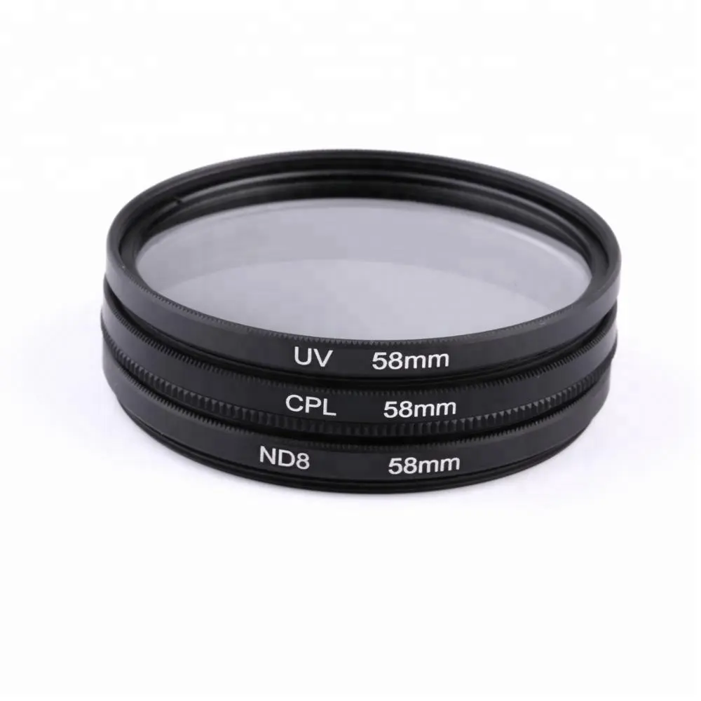 UV CPL ND Filter Kit + Lens Hood Cap 58mm untuk Canon Kamera