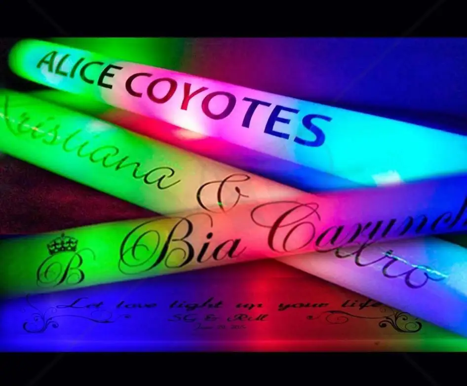 Light Up LED Multi Color Foam Light Sticks 16" Rave Batons Glow Sticks