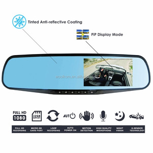 Espejo retrovisor de doble lente para coche, 1080P, 4,3 pulgadas, <span class=keywords><strong>LCD</strong></span>, 140, gran angular, caja negra, grabador de vídeo, conducción en cámara de salpicadero - Product Image 2