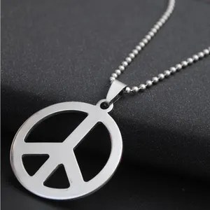 Trendy Stainless Steel Anti-war Pendant Women Men Necklace Fashion Peace Sign World Peace Necklace