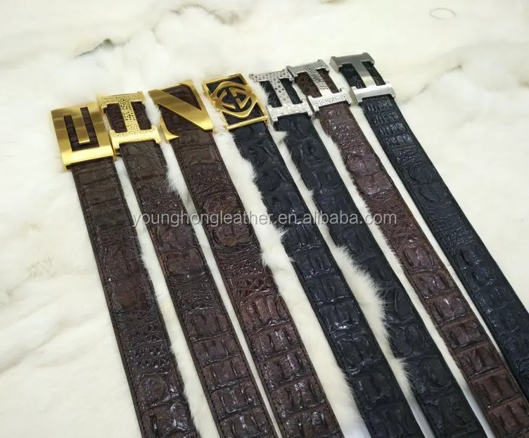 Luxury Genuine Crocodile skin Leather Men's Belts with Metal Buckle